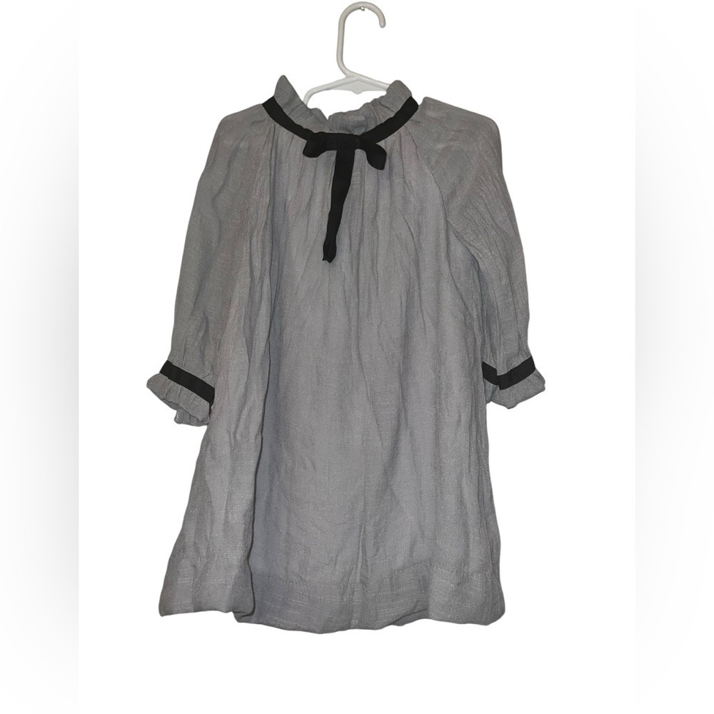 Lele for kids Gray chiffon Dress with Black bow Accents 3T NWT